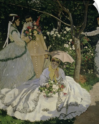 Women In The Garden, Detail Of A Seated Woman With A Parasol, 1866