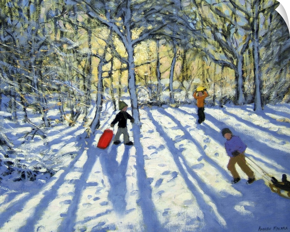 Woodland in winter, near Ashbourne, Derbyshire, oil on canvas, by Andrew Macara.