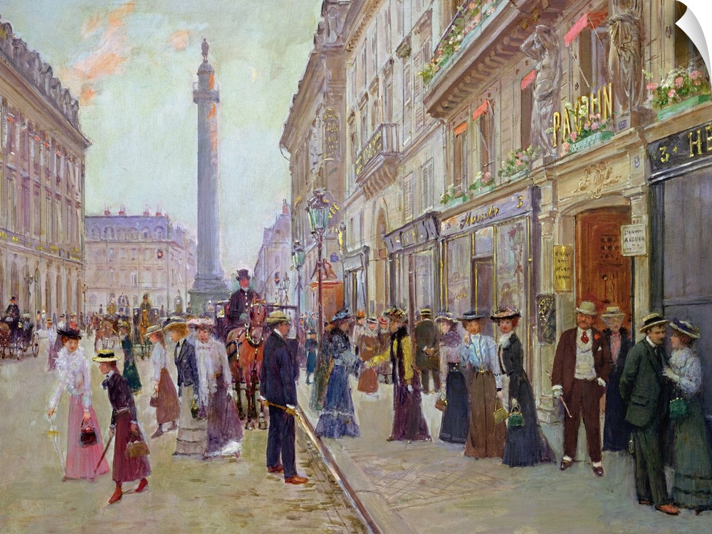 XIR10264 Workers leaving the Maison Paquin, in the rue de la Paix, c.1900 (oil on canvas)  by Beraud, Jean (1849-1935); 42...