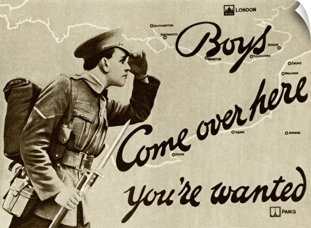 WW1 Recruitment poster for the British army in the First World War, 1915.