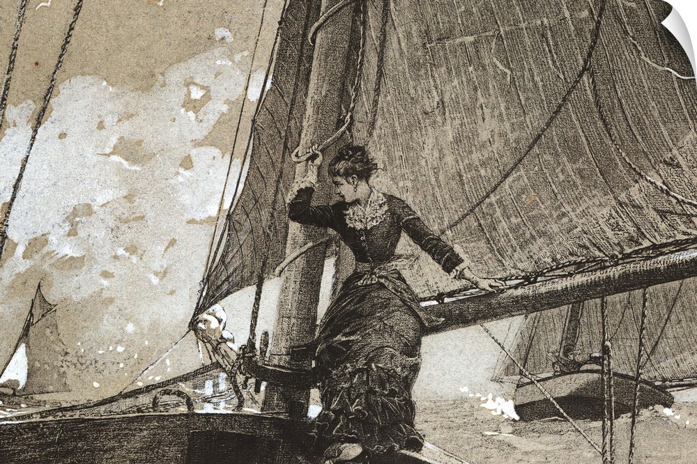 Yachting Girl, 1880 (hand-coloured litho) by Homer, Winslow (1836-1910)
