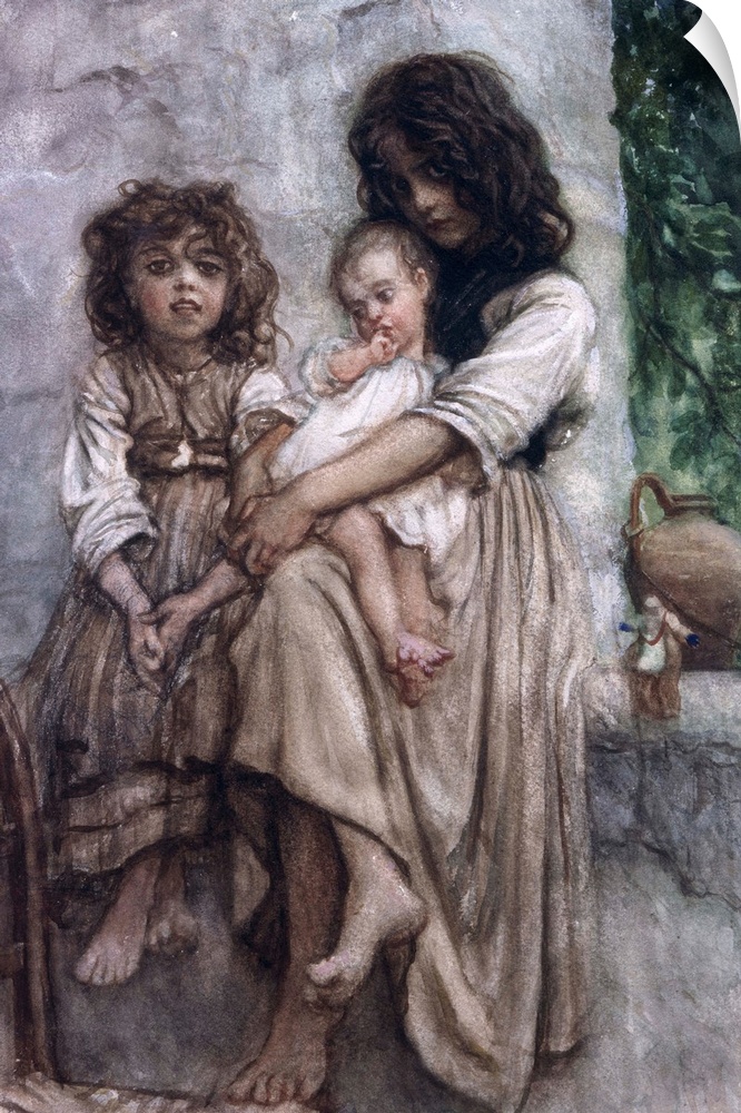 XIR18080 Young girls of Ischia (w/c on paper) by Herbert or Hebert, Antoine Auguste Ernest (1817-1908); Musee Hebert, Pari...