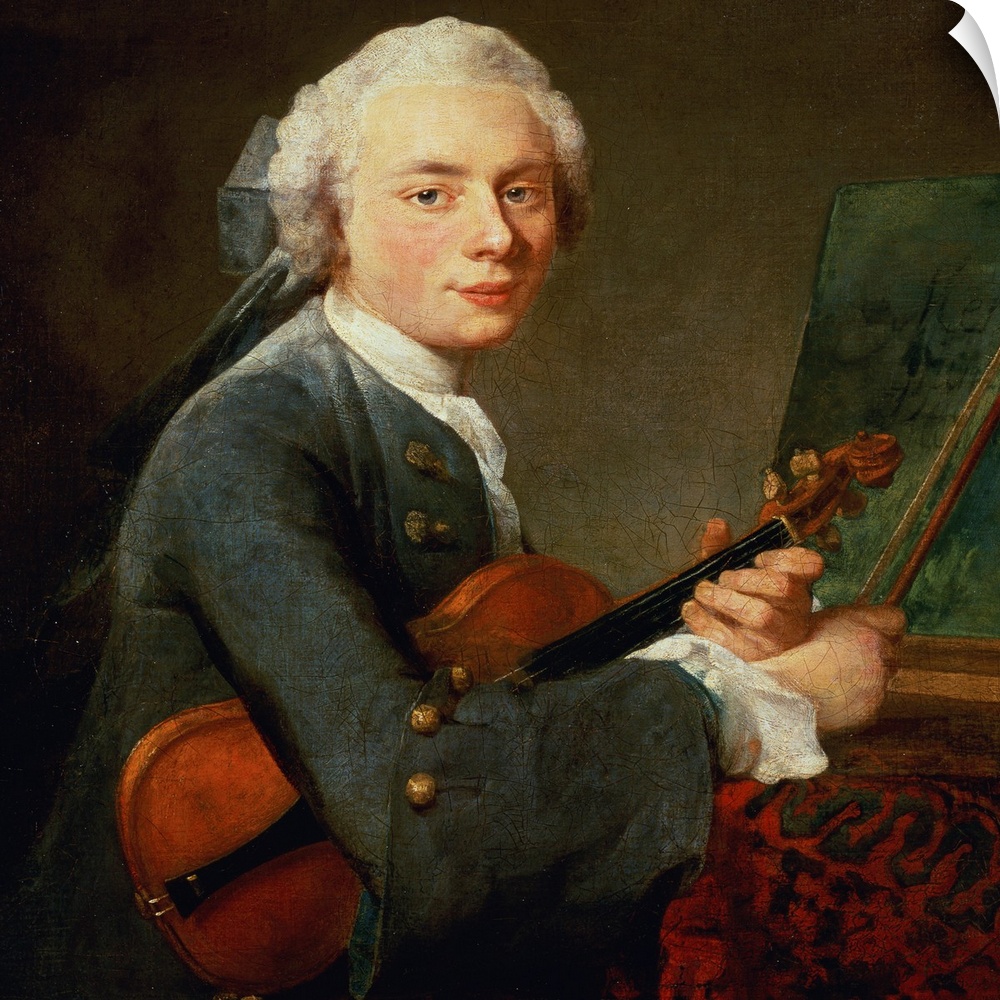 XIR89753 Young Man with a Violin, or Portrait of Charles Theodose Godefroy (1718-96) c.1738 (oil on canvas); by Chardin, J...