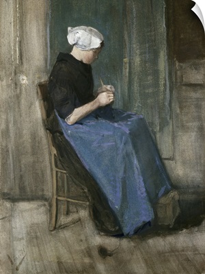Young Scheveningen Woman Knitting, Facing Right, 1881