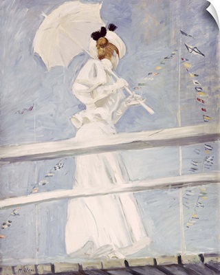 Young Woman with a Parasol on a Jetty