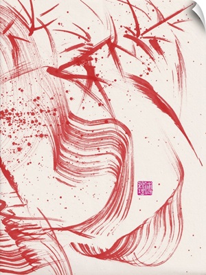 Zen Red Bamboo Ink Abstraction 2, 2020