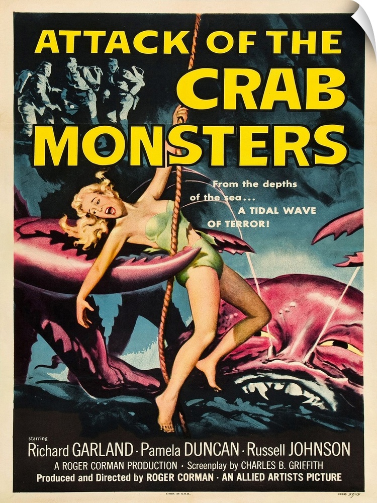 Vintage movies poster for Attack Of The Crab Monsters.