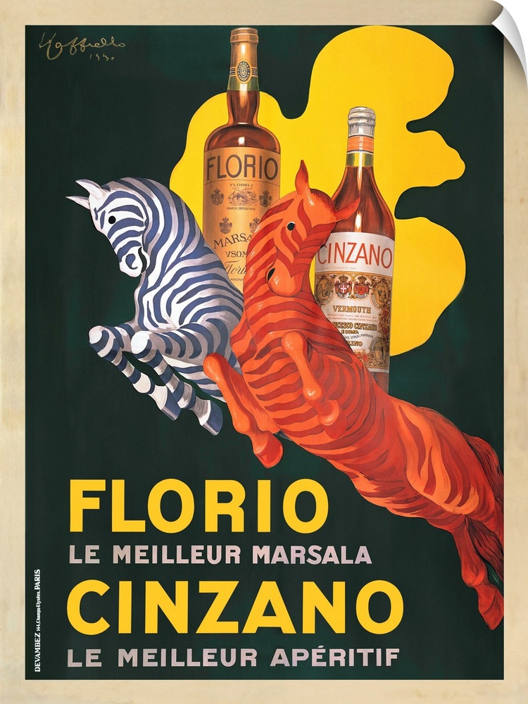 Vintage advertisement of french wine and spirit company, Florio e Cinzano, 1930.