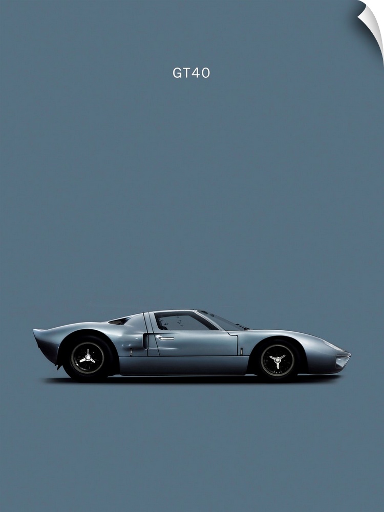 Photograph of a gray Ford GT40 printed on a gray background