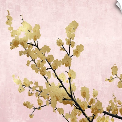 Gold Blossoms on Pink I
