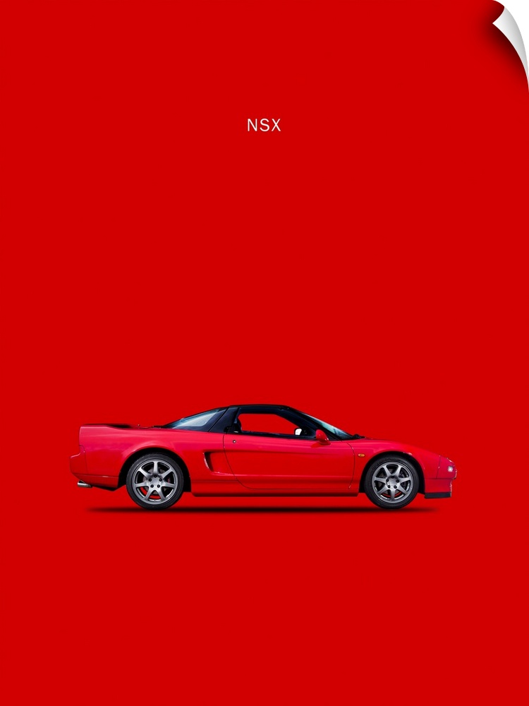 Photograph of a red Honda NSX printed on a red background