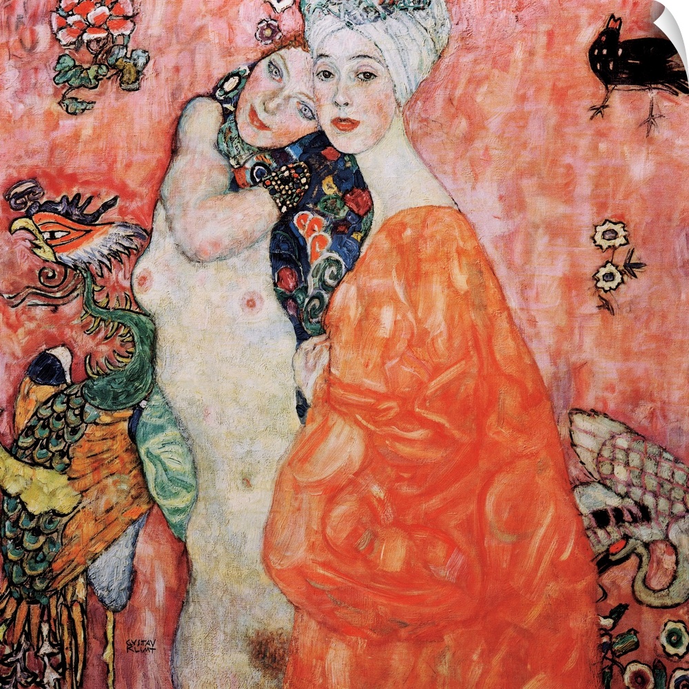 A painting from the early 20th century shows nude female figures in provocative poses.