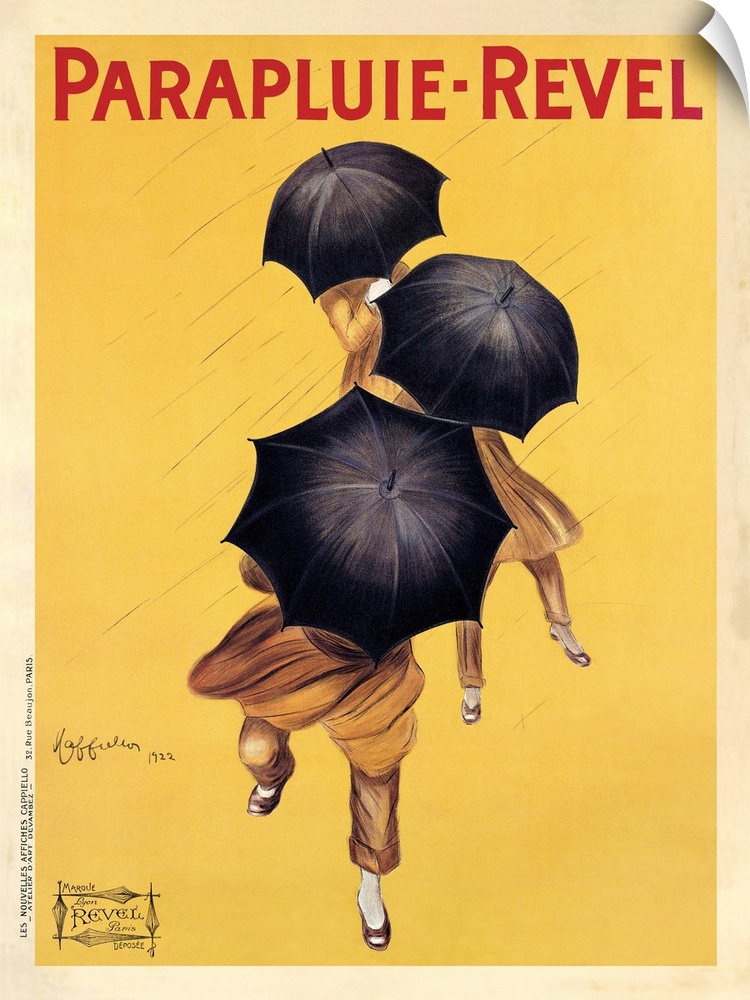 Vintage advertisement of Parapluie-Revel, 1922, by famous Italian poster art designer Leonetto Cappiello.