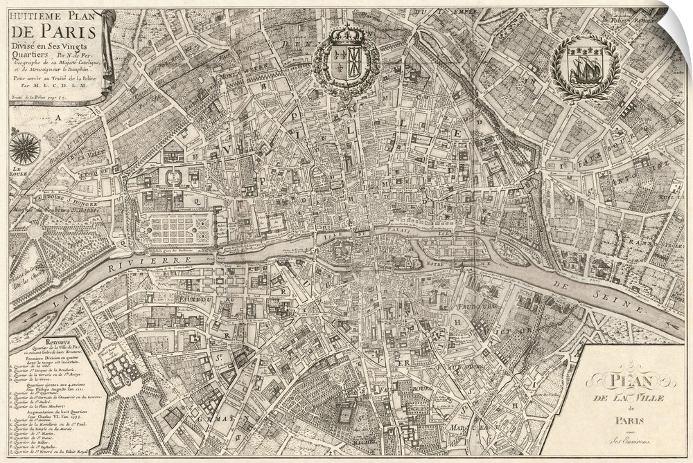 Vintage map of Paris.
