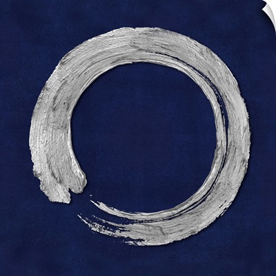 Silver Zen Circle on Blue I
