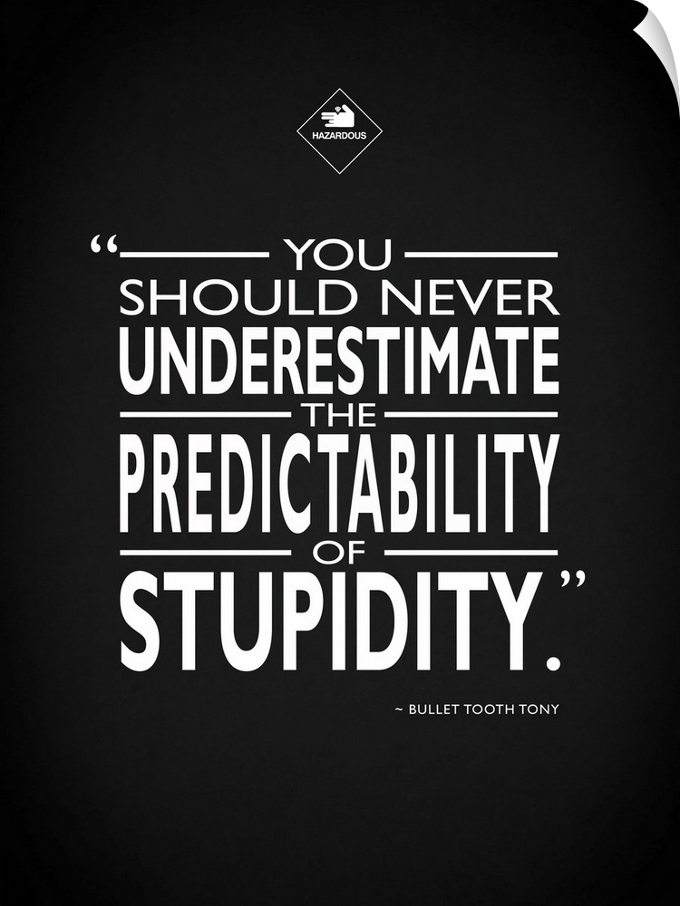"You should never underestimate the predictability of stupidity." -Bullet Tooth Tony