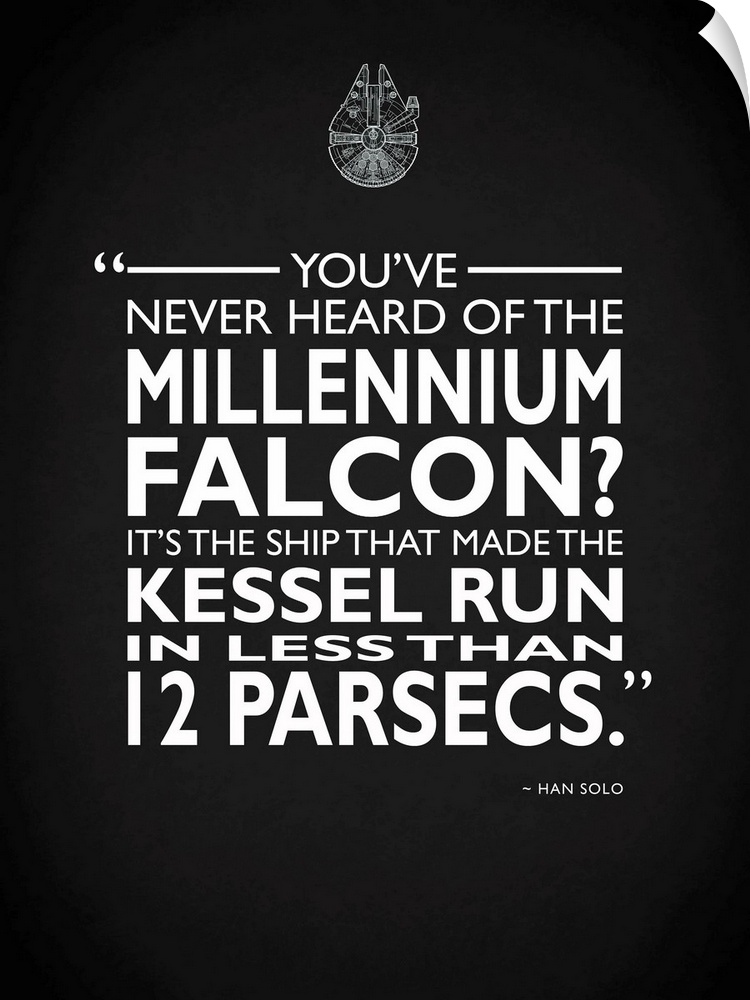 "You've never heard of the Millennium Falcon? It's the ship that made the kessel run in less than 12 parsecs." -Han Solo