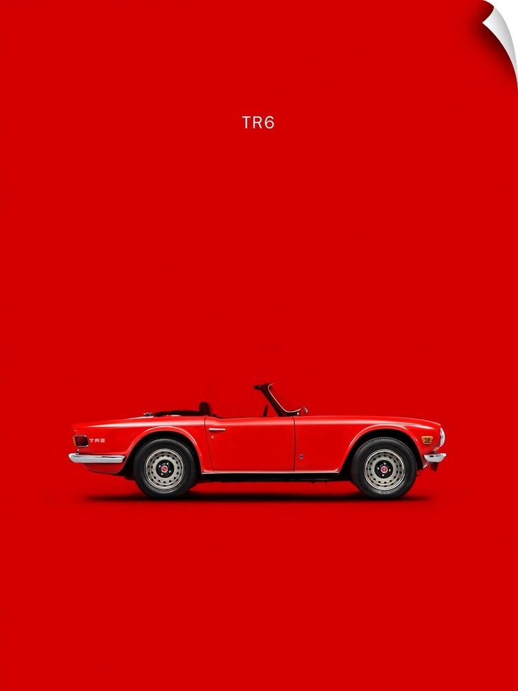 Photograph of a red Triumph TR6 Red printed on a red background