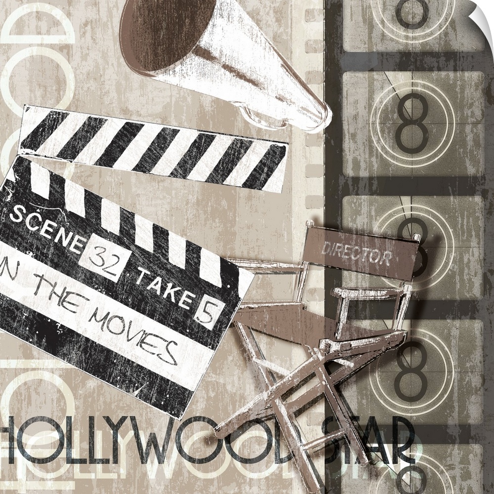 A movie theme design with text "Hollywood Star."