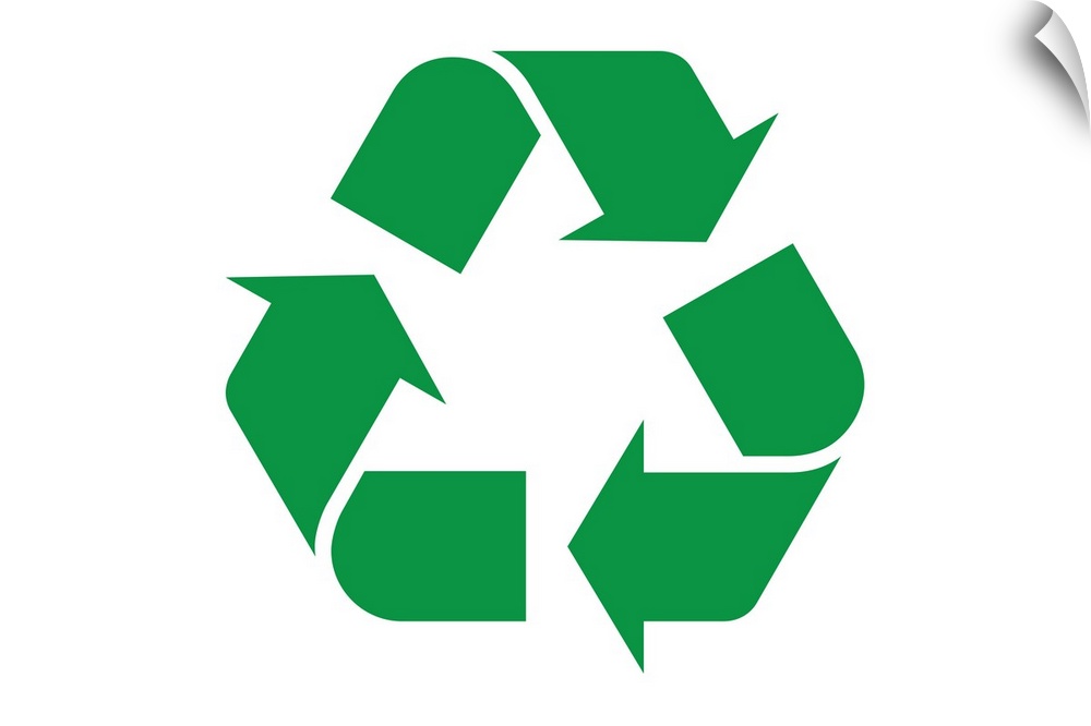 Green recycling symbol on a white background