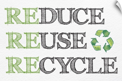 Reduce Reuse Recycle - Black and Green