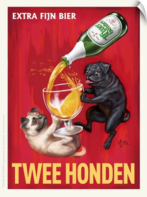 Twee Honden Extra Fijn Bier Retro Advertising Poster