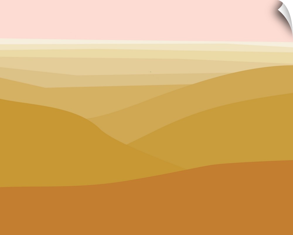 Illustration of desert mountains in warm dry colors.