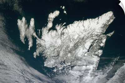 A beautifully clear February day over Newfoundland, with St. Pierre et Miquelon too