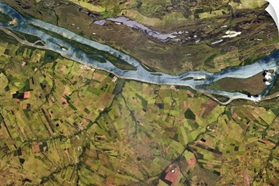 Blue river, brown river in Brazil farmland