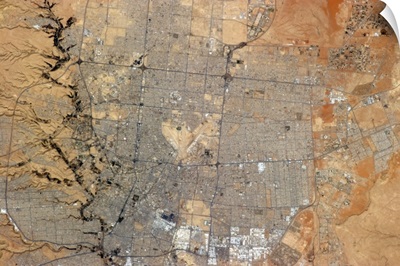 Downtown Riyadh, capital of Saudi Arabia, in fine detail from Earth orbit