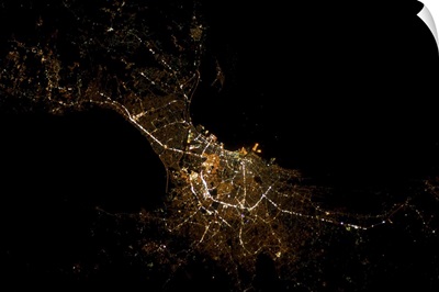 Manila, capital of the Philippines, beautifully, delicately shining in the night