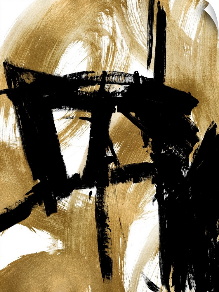 Contemporary Abstract Black Gold I XB