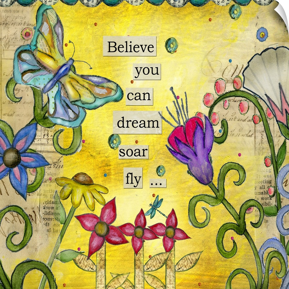Inspirational sentiment with whimsical nature-themed motif