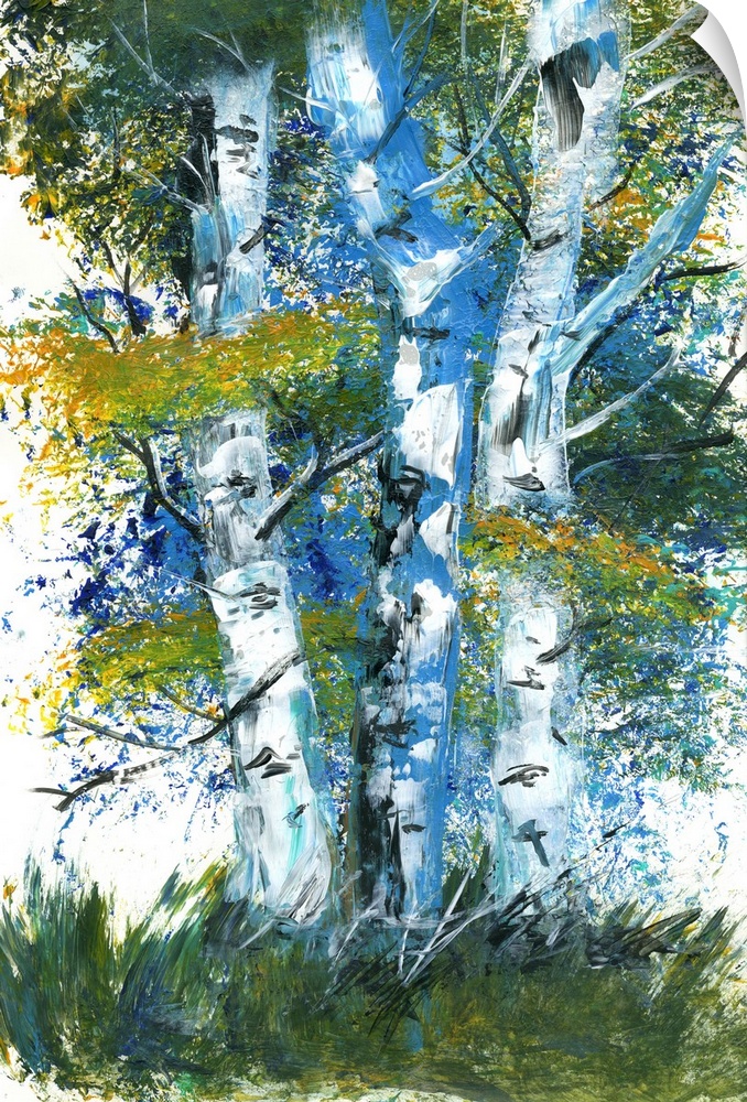 The striking birch tree is a work of art!