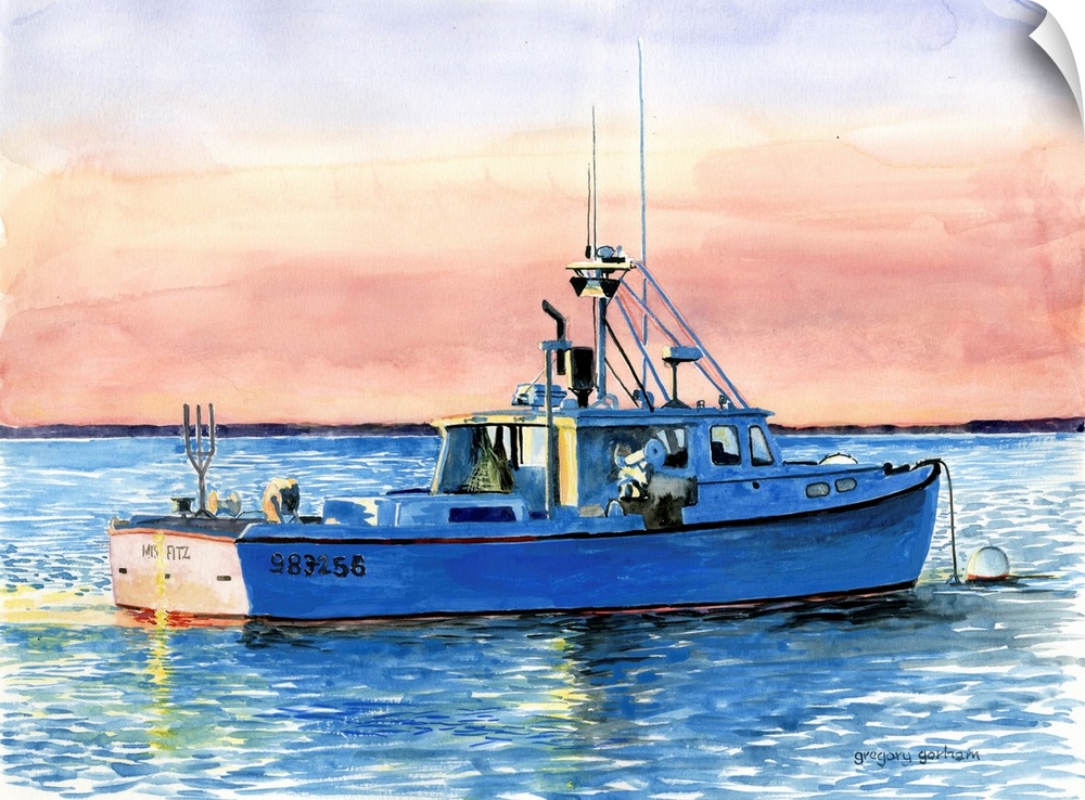 Blue Boat At Dawn