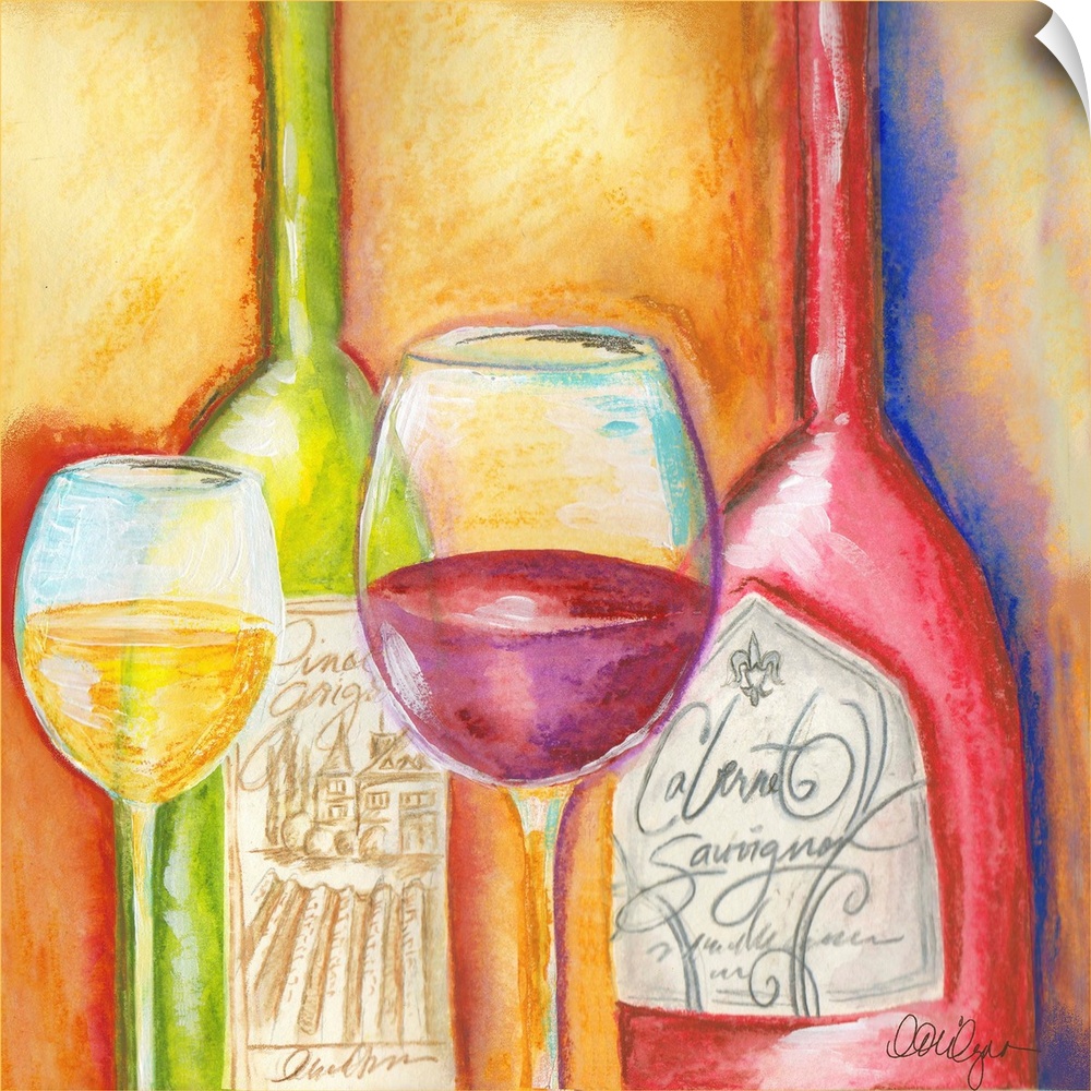 Bright abstract wine vignette adds splash to any decor!