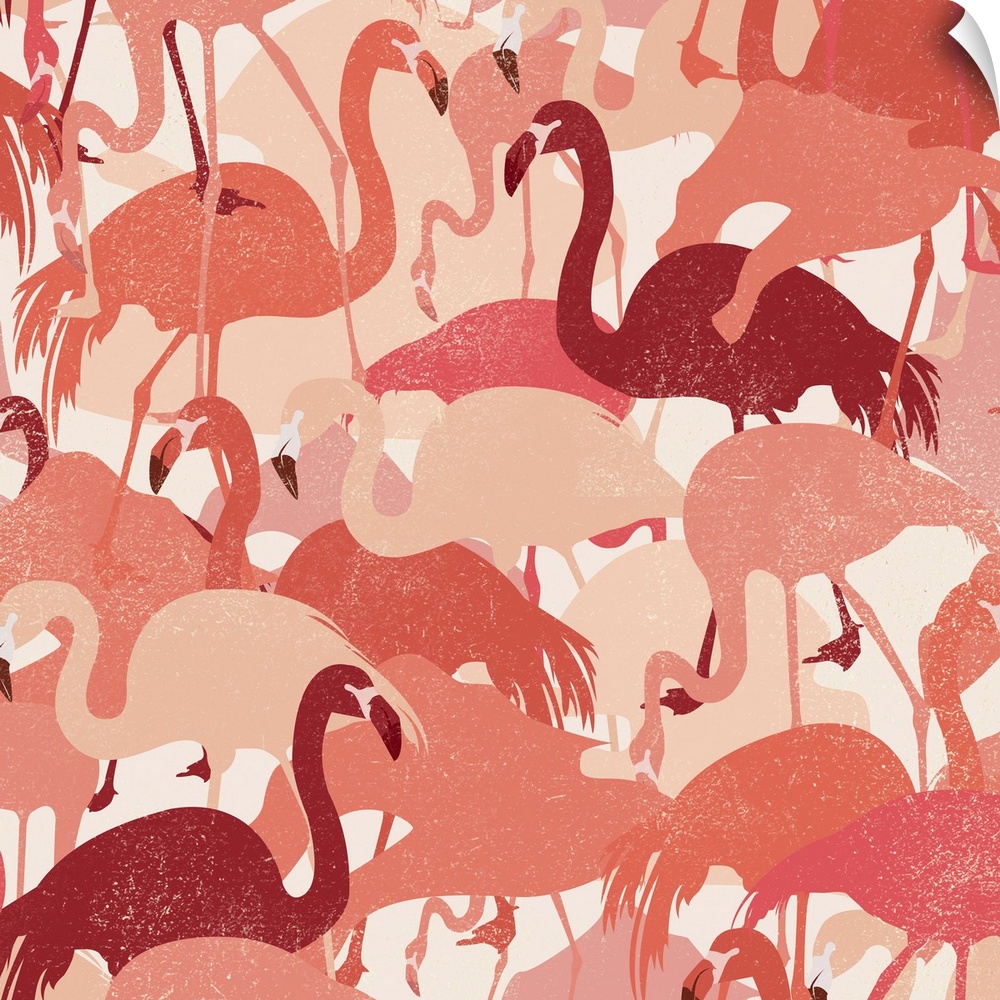 Flamingos are given the Camo treatment in this fun and bold piece of art.