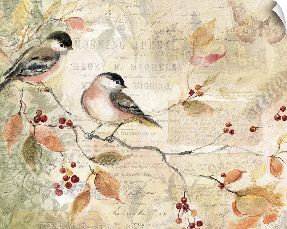 Loose, sketchbook art treatment of the beautiful chickadee is lovely for any decor