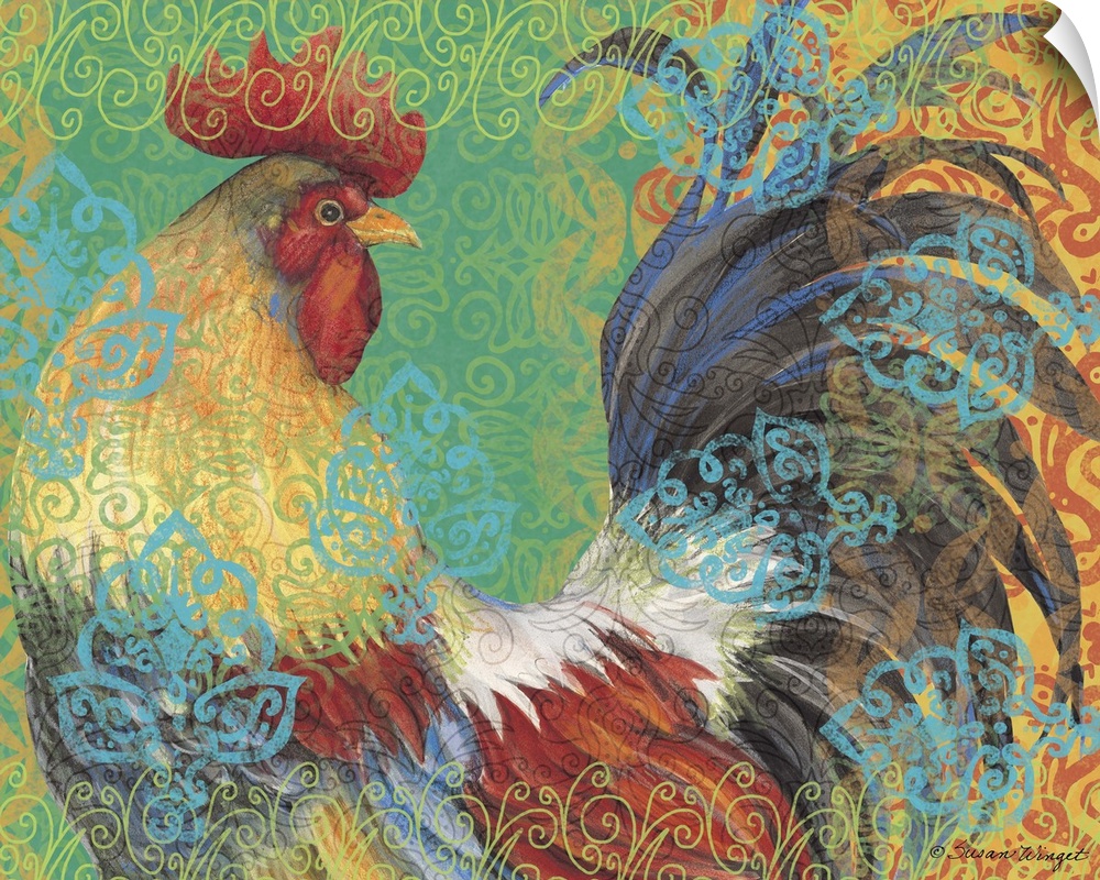 Sophisticated country rooster adds elegant look to dining rooms, kitchens and more.