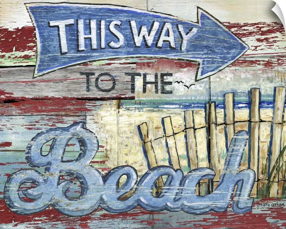 Vintage beach sign brings the ocean in to your den, study, bar or rec room.