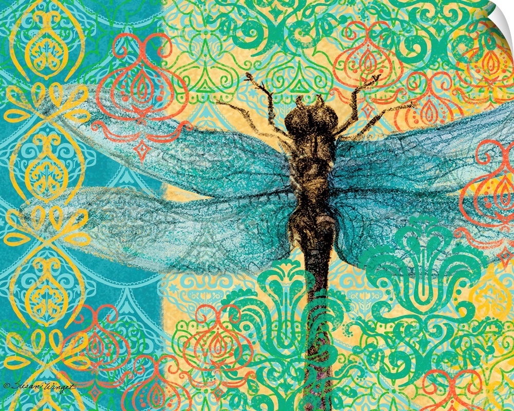 Big and bold dragonfly makes a colorful statement that celebrates nature!