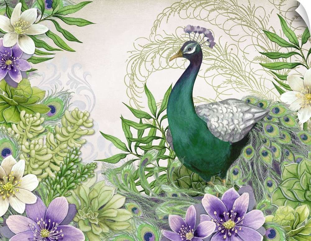 The proud peacock adds a decorative flourish to any decor!