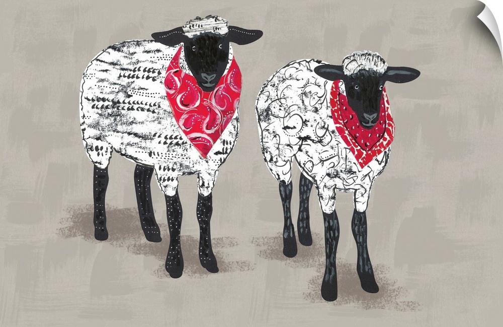 Stylish and contemporay country art, accented with the classic red bandana.