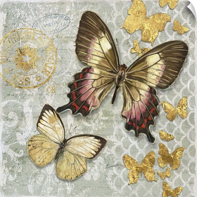 Gilded Butterfly on Grey