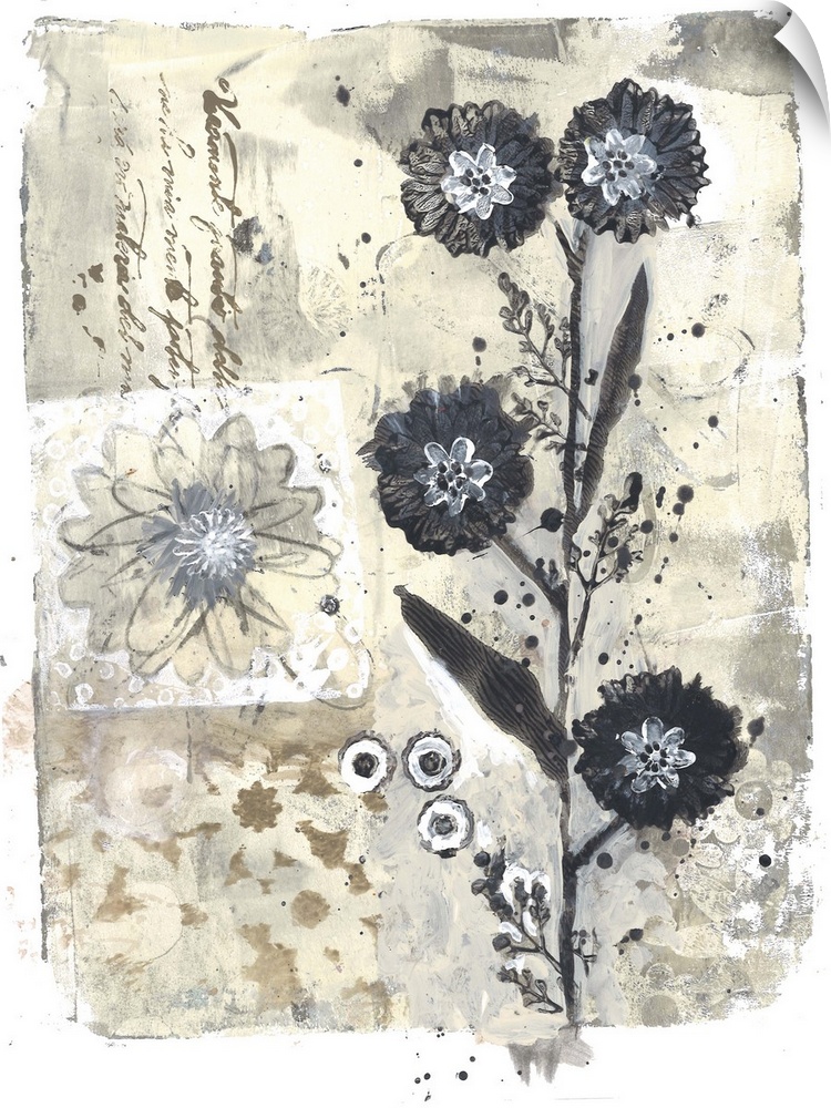 Trend-inspired neutral palette of floral abstract ties to home decor fashion.