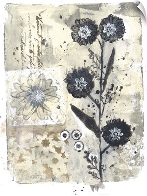 Gray And Silver Flower Print