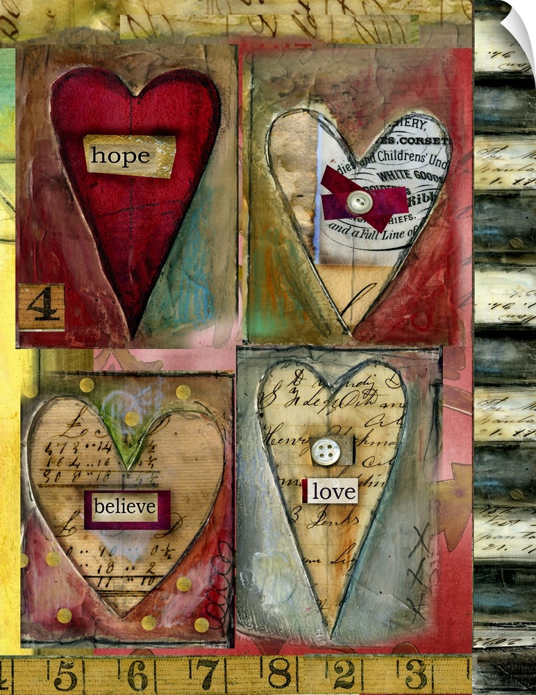 Heart collage with sentiment, beautiful for any room