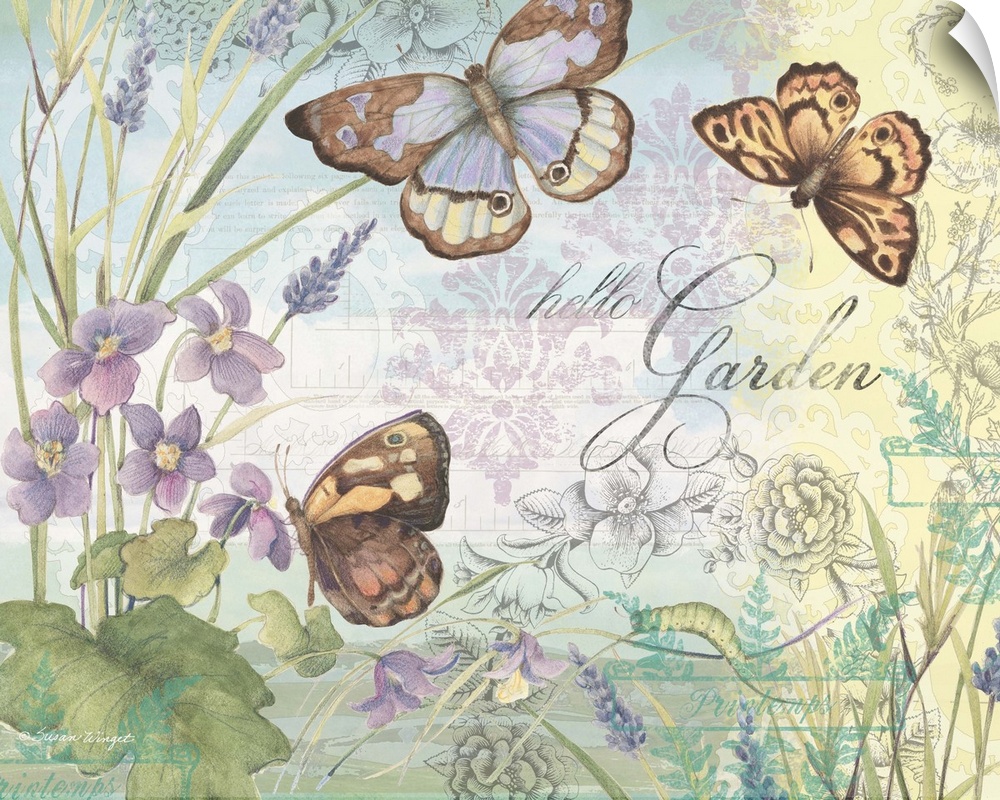 Lovely botanical butterfly art subtly infuses nature into the home.