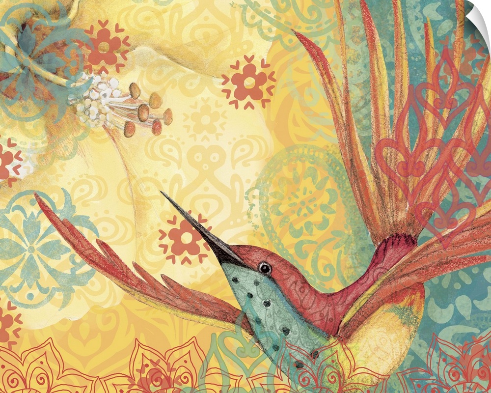 The delicate hummingbird gets star treatment in this piece of art.