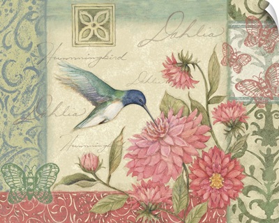 Hummingbird with Dahlias